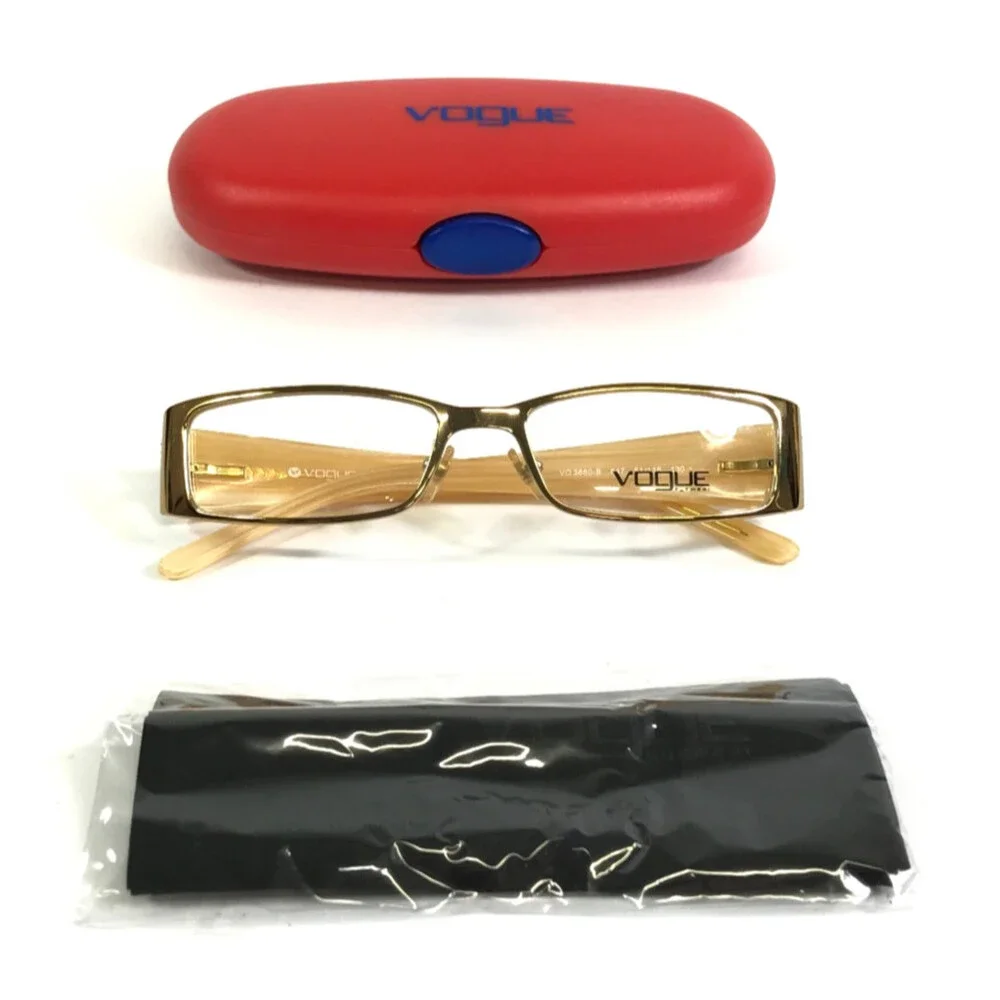 Vogue Eyeglasses Frames VO3660-B 847 Yellow Gold Rectangle Crystals 51-16-130